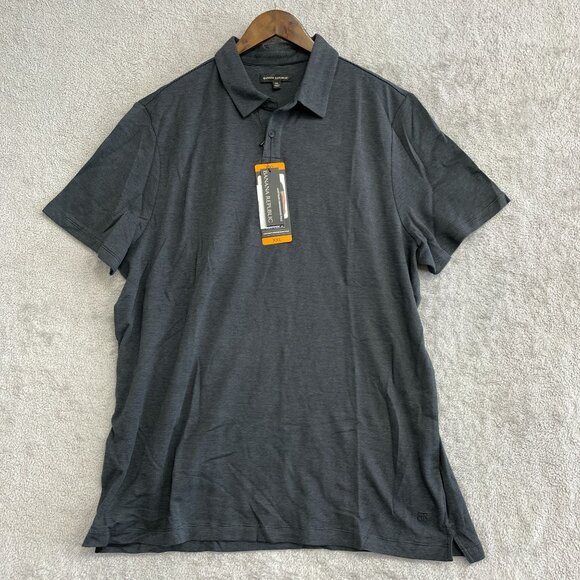 NEW Banana Republic Men's XXL Luxe Touch Performance Polo Shirt Gray Pinstripe - Picture 2 of 8